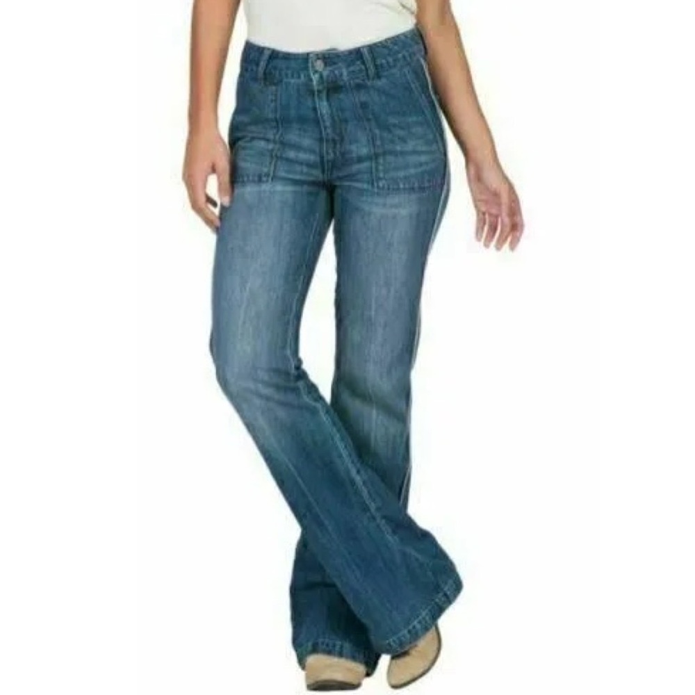 Volcom ‘Retro Blue’ High Waist Leg Flare Jeans Sz 7